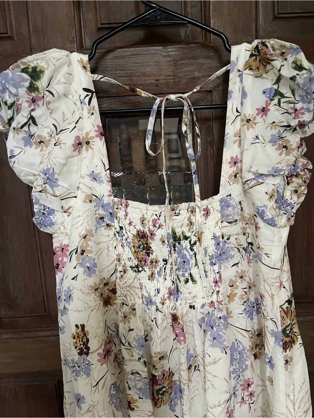 Anthropologie Floral Tiered Puff-Sleeve Midi Dress - White Size S - Picture 12 of 12